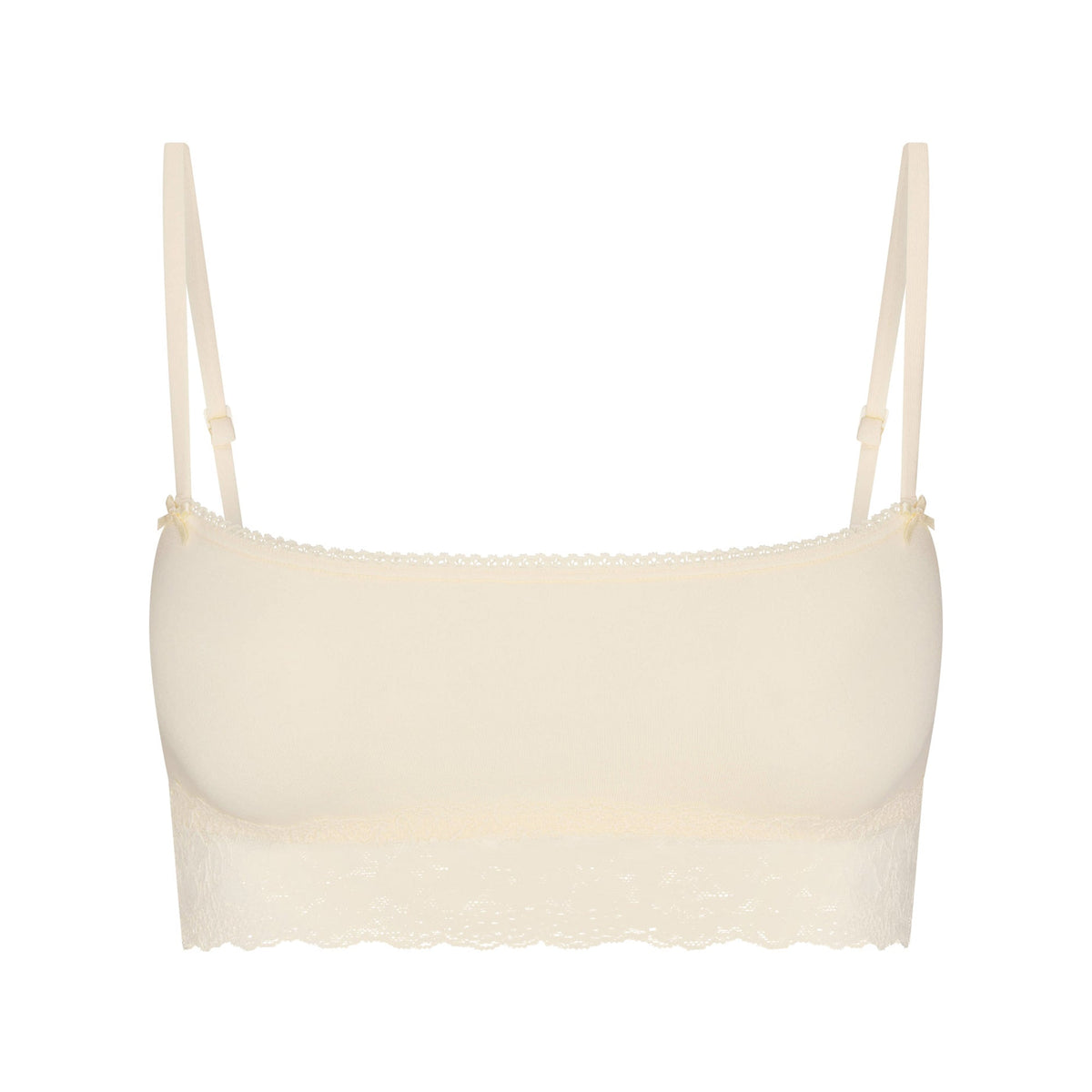 LIGHTWEIGHT COTTON STRAIGHT NECK BRALETTE | BUTTER TONAL FLAT ON A WHITE BACKGROUND | FLT