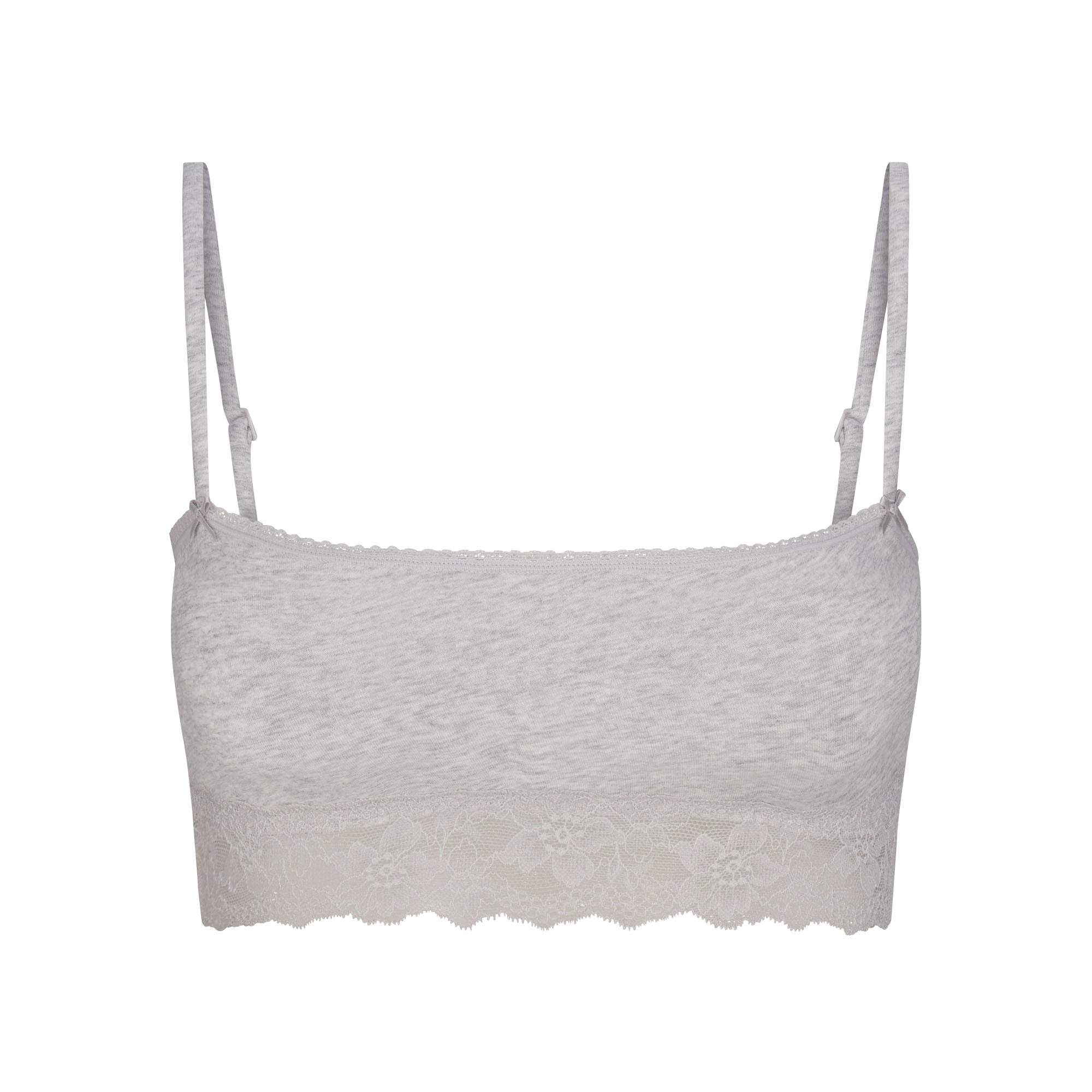 LIGHTWEIGHT COTTON STRAIGHT NECK BRALETTE | LIGHT HEATHER GREY FLAT ON A WHITE BACKGROUND | FLT