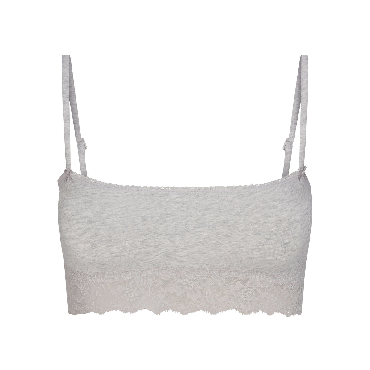 LIGHTWEIGHT COTTON STRAIGHT NECK BRALETTE | LIGHT HEATHER GREY FLAT ON A WHITE BACKGROUND | FLT