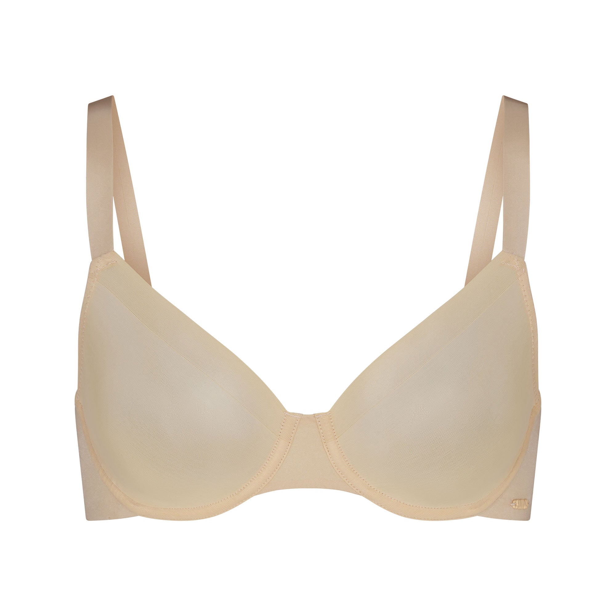 NO SHOW UNLINED DEMI BRA | SAND (DEMI BRAS) LAYS FLAT ON A WHITE BACKGROUND | FLT
