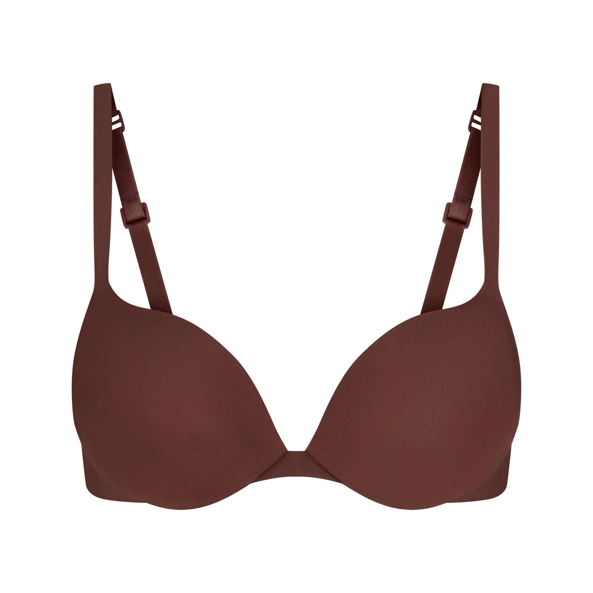 SKIMS ULTIMATE TEARDROP T-SHIRT BRA | COCOA FLAT ON A WHITE BACKGROUND | FLT