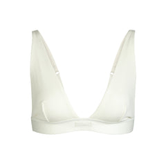 COTTON RIB PLUNGE BRALETTE | BONE (PLUNGE BRALETTES) LAYS FLAT ON A WHITE BACKGROUND | FLT