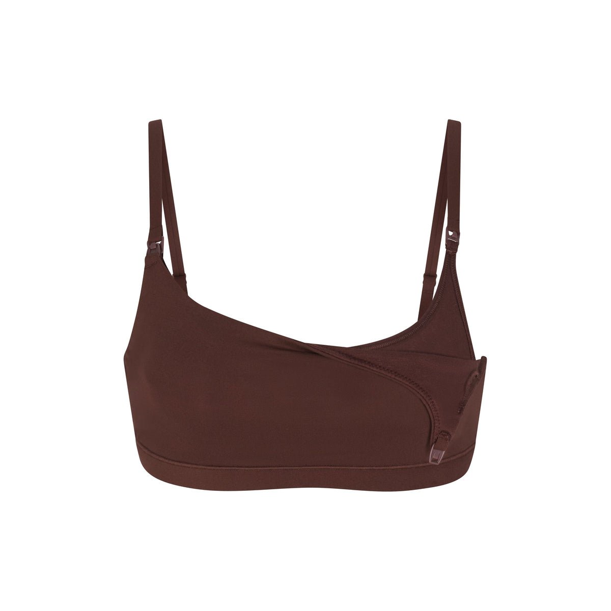 FITS EVERYBODY MATERNITY PUMPING SCOOP BRALETTE | COCOA (MATERNITY BRALETTES) LAYS FLAT ON A WHITE BACKGROUND | FLT