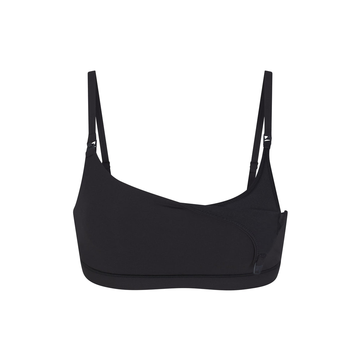 FITS EVERYBODY MATERNITY PUMPING SCOOP BRALETTE | ONYX (MATERNITY BRALETTES) LAYS FLAT ON A WHITE BACKGROUND | FLT