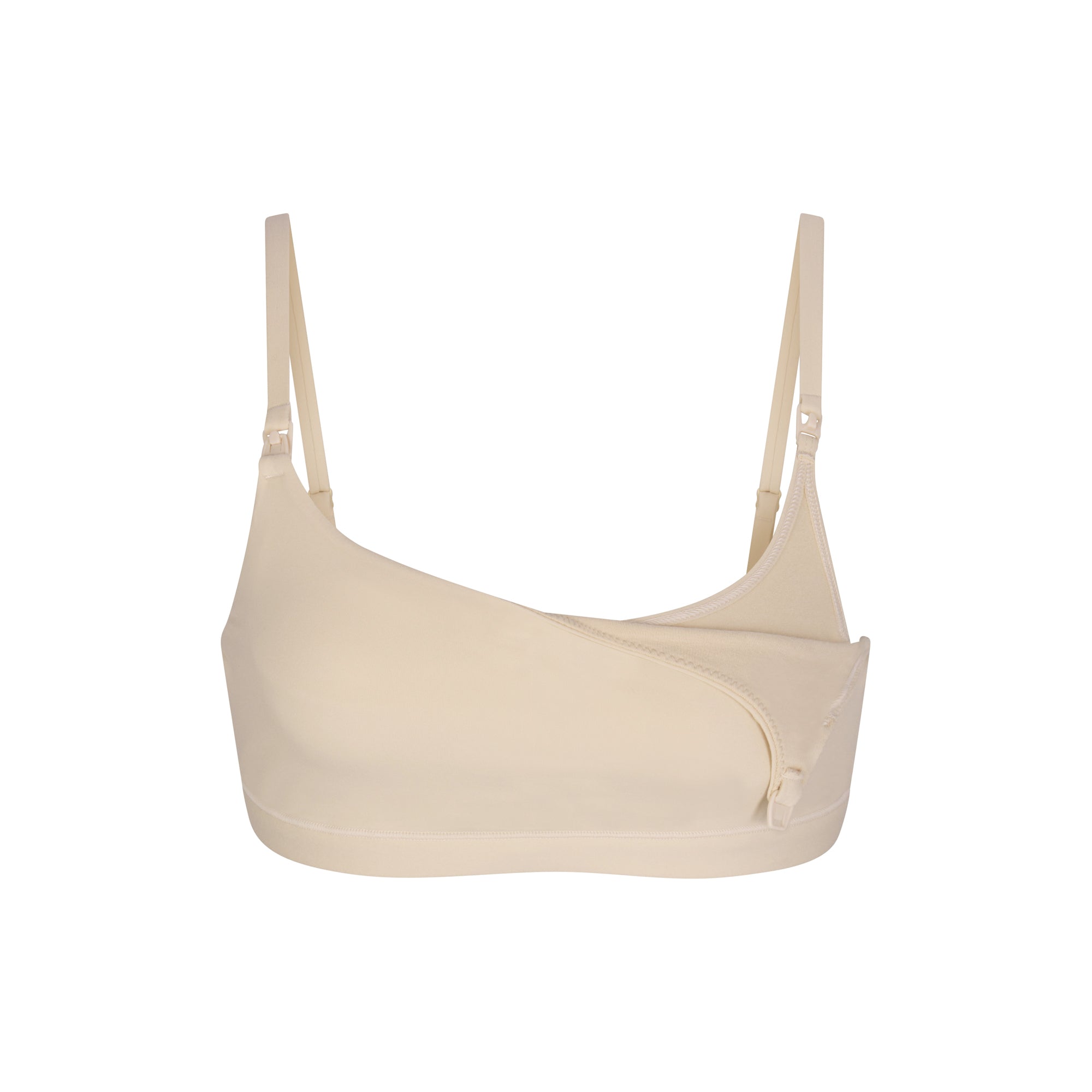 FITS EVERYBODY MATERNITY PUMPING SCOOP BRALETTE | SAND (MATERNITY BRALETTES) LAYS FLAT ON A WHITE BACKGROUND | FLT