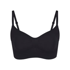 SEAMLESS SCULPT BRALETTE | ONYX (SHAPEWEAR BRALETTES, BRAS) LAYS FLAT ON A WHITE BACKGROUND | FLT