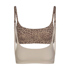 FITS EVERYBODY SCOOP BRALETTE 2-PACK | DESERT LEOPARD AND STONE & LAYS FLAT ON A WHITE BACKGROUND | FLT