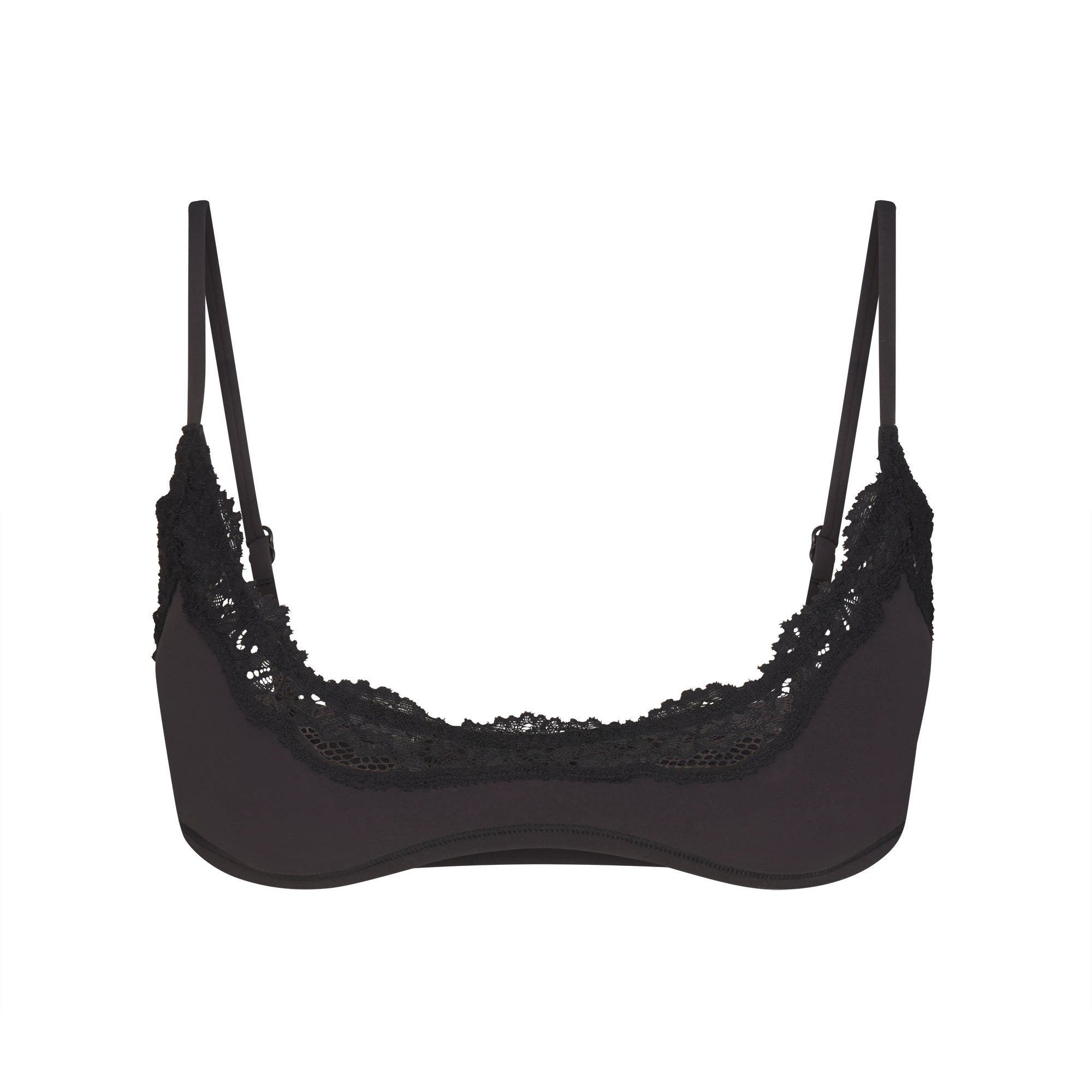 FITS EVERYBODY LACE SCOOP BRALETTE 2-PACK | MINI POLKA DOT AND ONYX & LAYS FLAT ON A WHITE BACKGROUND | FLT