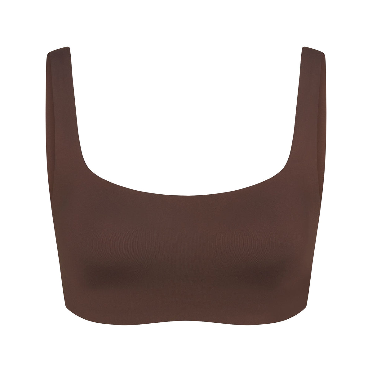 NikeSKIMS MATTE SCOOP NECK BRA | DARK SEPIA FLAT ON A WHITE BACKGROUND | FLT