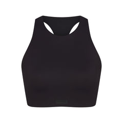 NikeSKIMS MATTE HIGH NECK BRA | OBSIDIAN FLAT ON A WHITE BACKGROUND | FLT