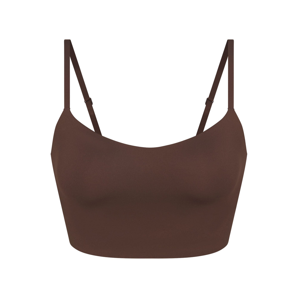 NikeSKIMS MATTE CAMI BRA TOP | DARK SEPIA FLAT ON A WHITE BACKGROUND | FLT