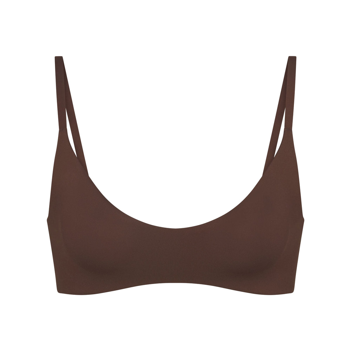 NikeSKIMS MATTE MICRO SCOOP BRA | DARK SEPIA FLAT ON A WHITE BACKGROUND | FLT