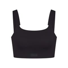 NikeSKIMS MATTE WIDE STRAP BRA | OBSIDIAN FLAT ON A WHITE BACKGROUND | FLT