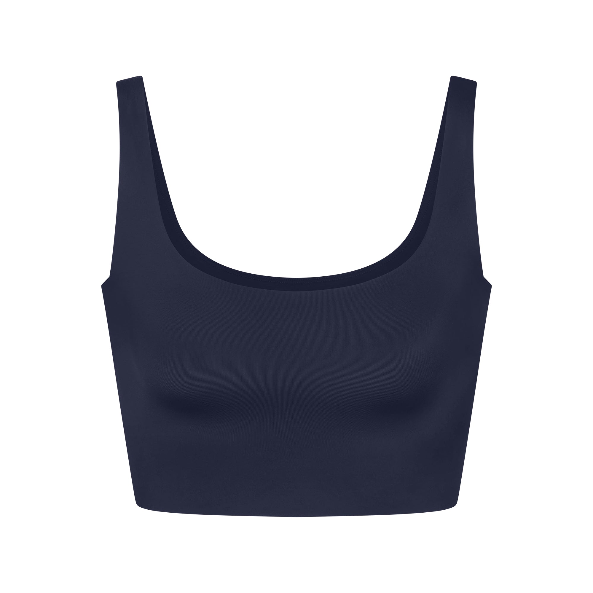NikeSKIMS SHINE SCOOP NECK BRA TOP | NAVY FLAT ON A WHITE BACKGROUND | FLT