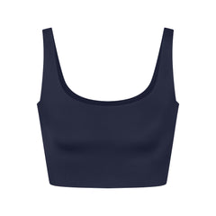 NikeSKIMS SHINE SCOOP NECK BRA TOP | NAVY FLAT ON A WHITE BACKGROUND | FLT