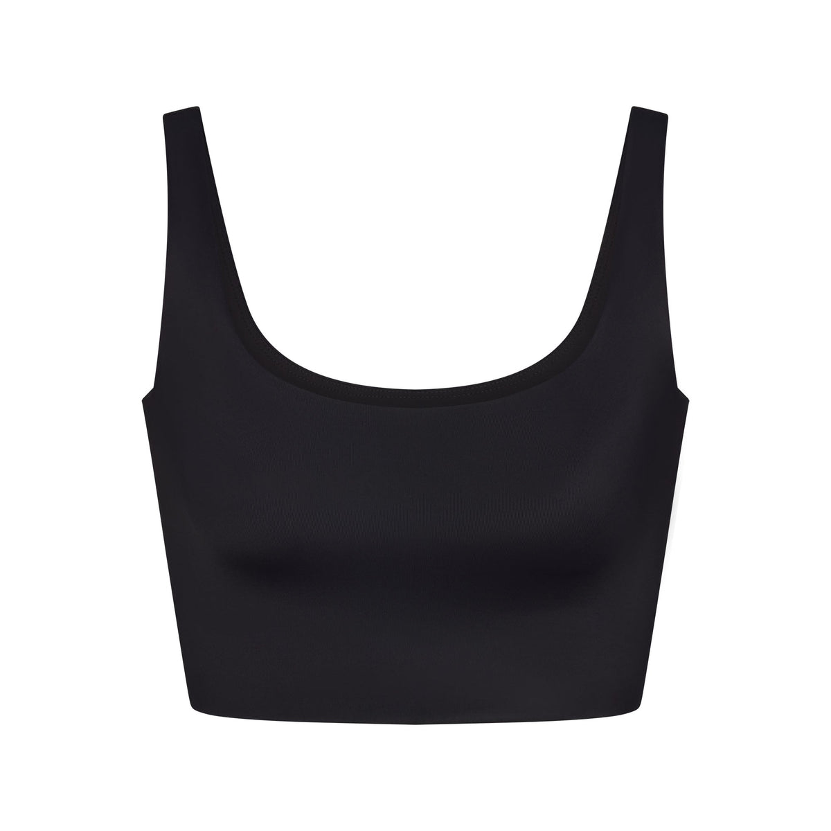 NikeSKIMS SHINE SCOOP NECK BRA TOP | OBSIDIAN FLAT ON A WHITE BACKGROUND | FLT