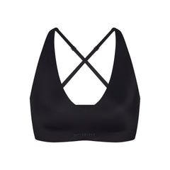 NikeSKIMS SHINE V-NECK BRA | OBSIDIAN FLAT ON A WHITE BACKGROUND | FLT