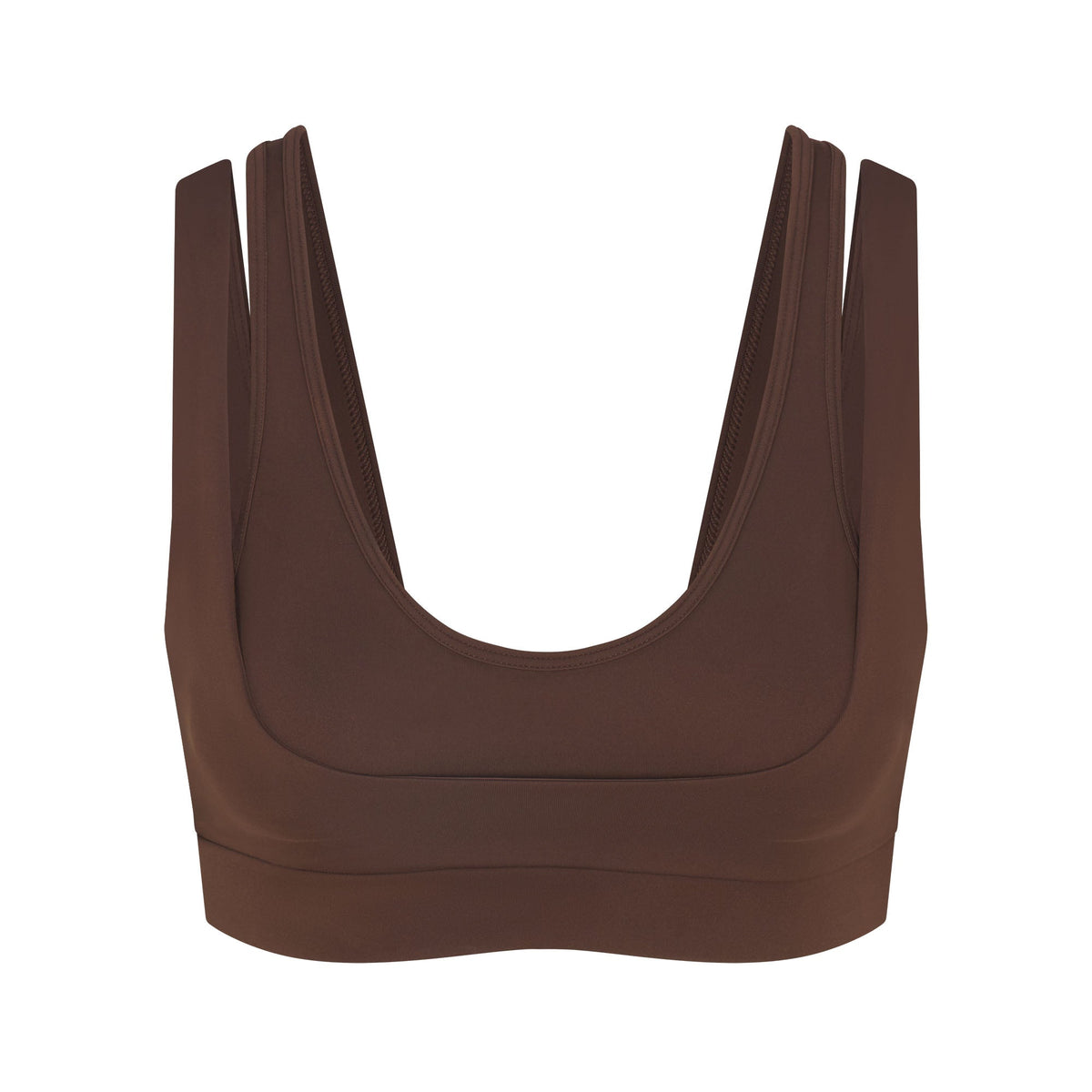 NikeSKIMS MATTE DOUBLE STRAP SCOOP BRA | DARK SEPIA FLAT ON A WHITE BACKGROUND | FLT