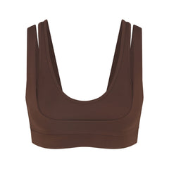 NikeSKIMS MATTE DOUBLE STRAP SCOOP BRA | DARK SEPIA FLAT ON A WHITE BACKGROUND | FLT