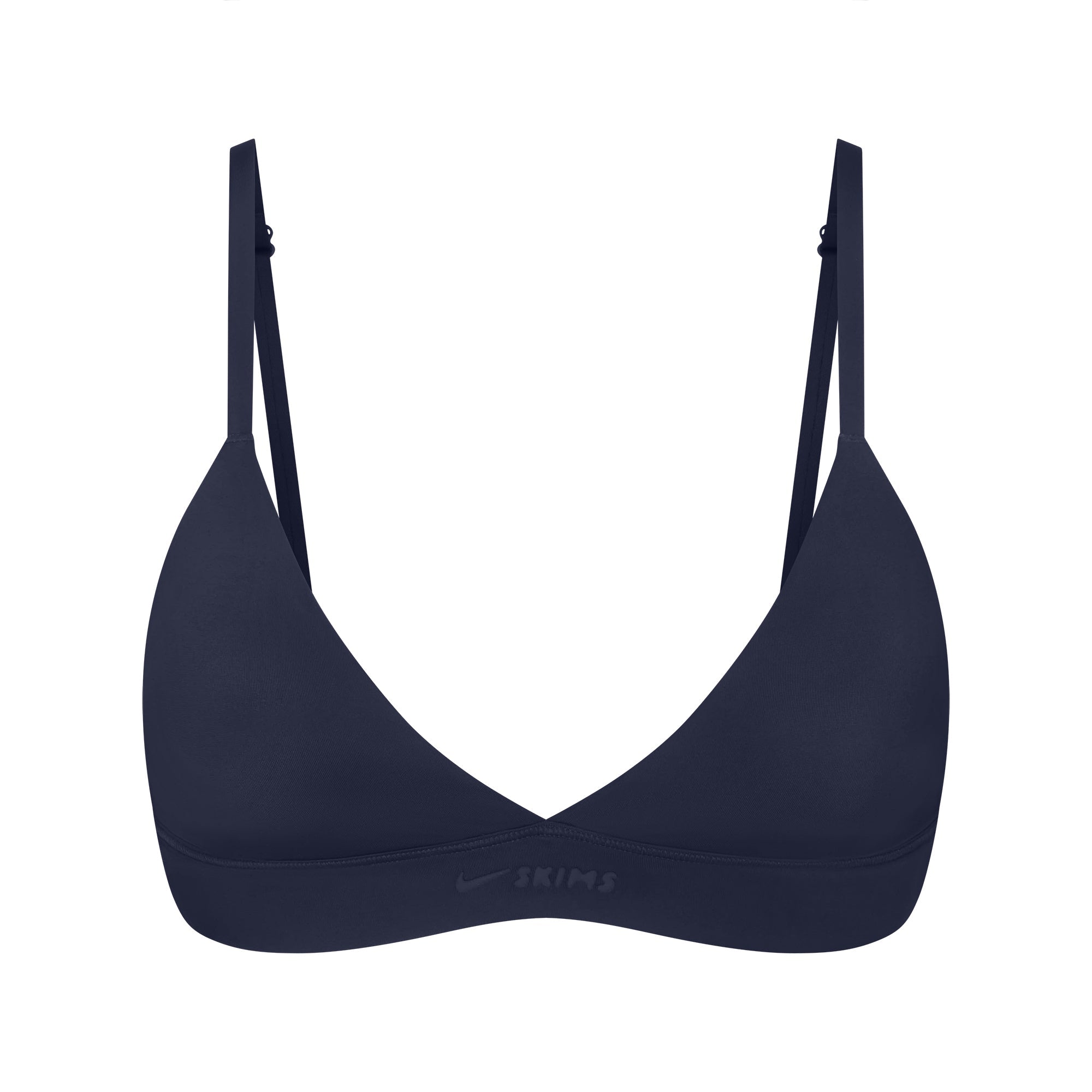 NikeSKIMS SHINE TRIANGLE BRA | NAVY FLAT ON A WHITE BACKGROUND | FLT