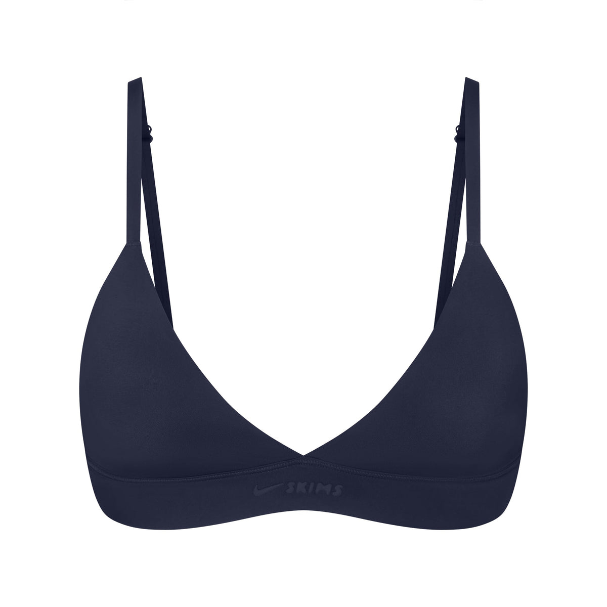 NikeSKIMS SHINE TRIANGLE BRA | NAVY FLAT ON A WHITE BACKGROUND | FLT