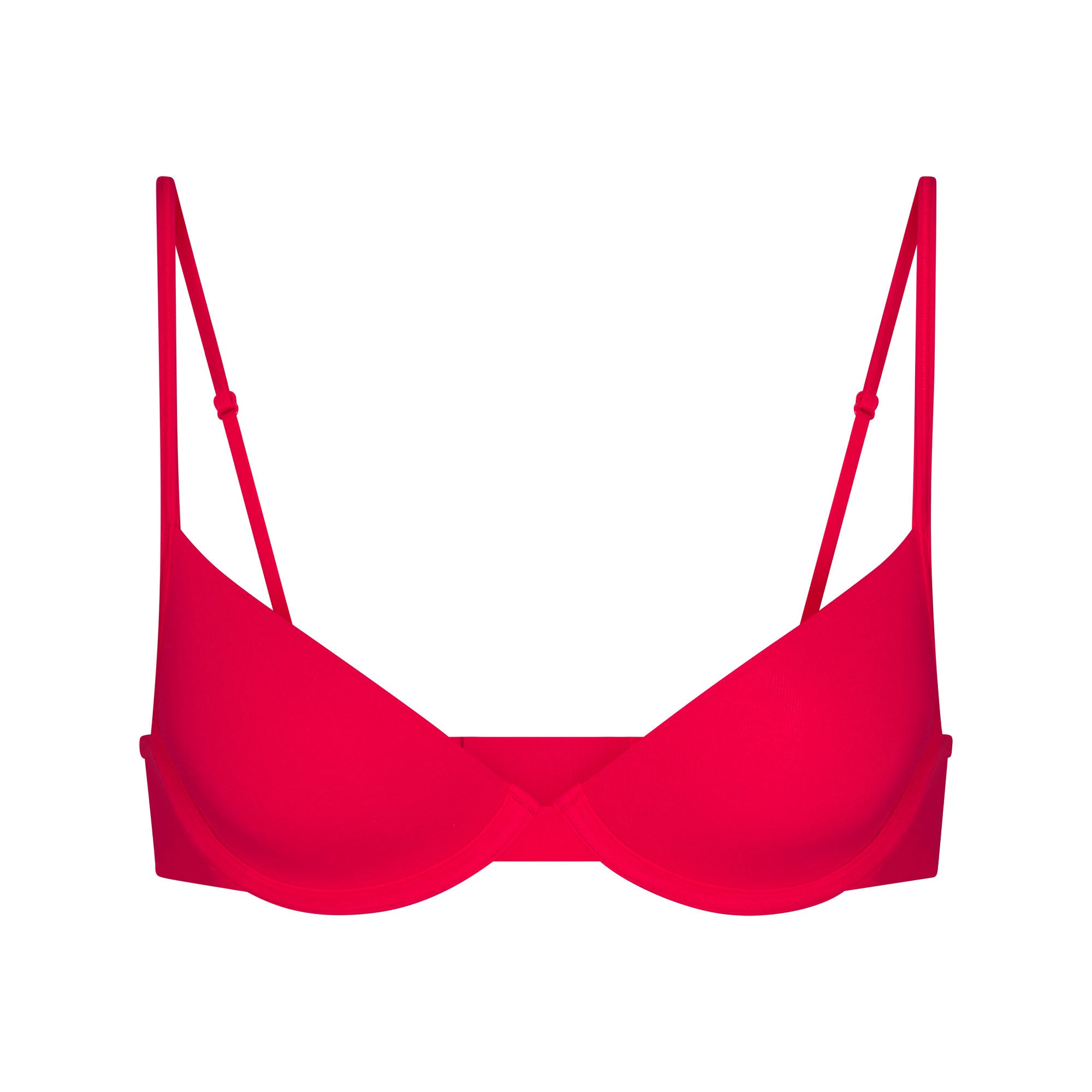 EVERYDAY COTTON UNLINED DEMI BRA | CARMINE FLAT ON A WHITE BACKGROUND | FLT