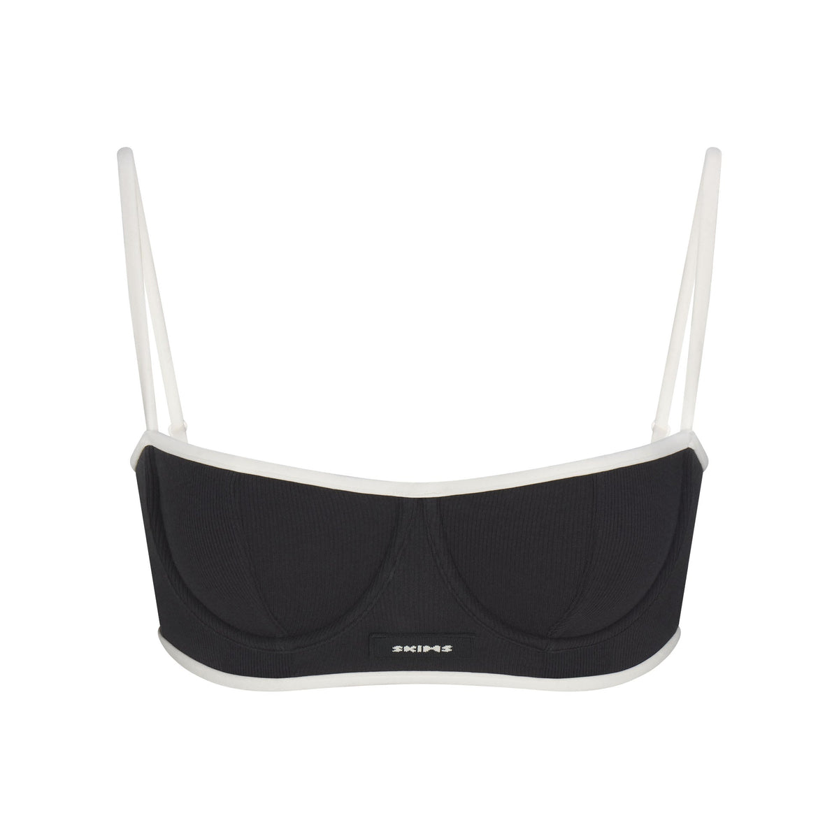 COTTON RIB BALCONETTE BRA | SOOT CONTRAST FLAT ON A WHITE BACKGROUND | FLT