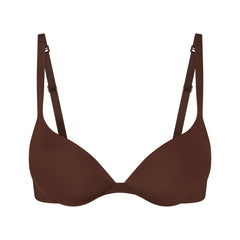 SKIMS ULTIMATE BRA TEARDROP PUSH-UP BRA | COCOA (PLUNGE BRAS) LAYS FLAT ON A WHITE BACKGROUND | FLT
