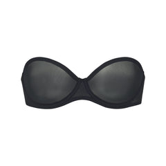 ULTRA FINE MESH STRAPLESS BRA | ONYX (STRAPLESS BRAS) LAYS FLAT ON A WHITE BACKGROUND | FLT