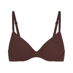 FITS EVERYBODY T-SHIRT BRA | COCOA (DEMI BRAS) LAYS FLAT ON A WHITE BACKGROUND | FLT
