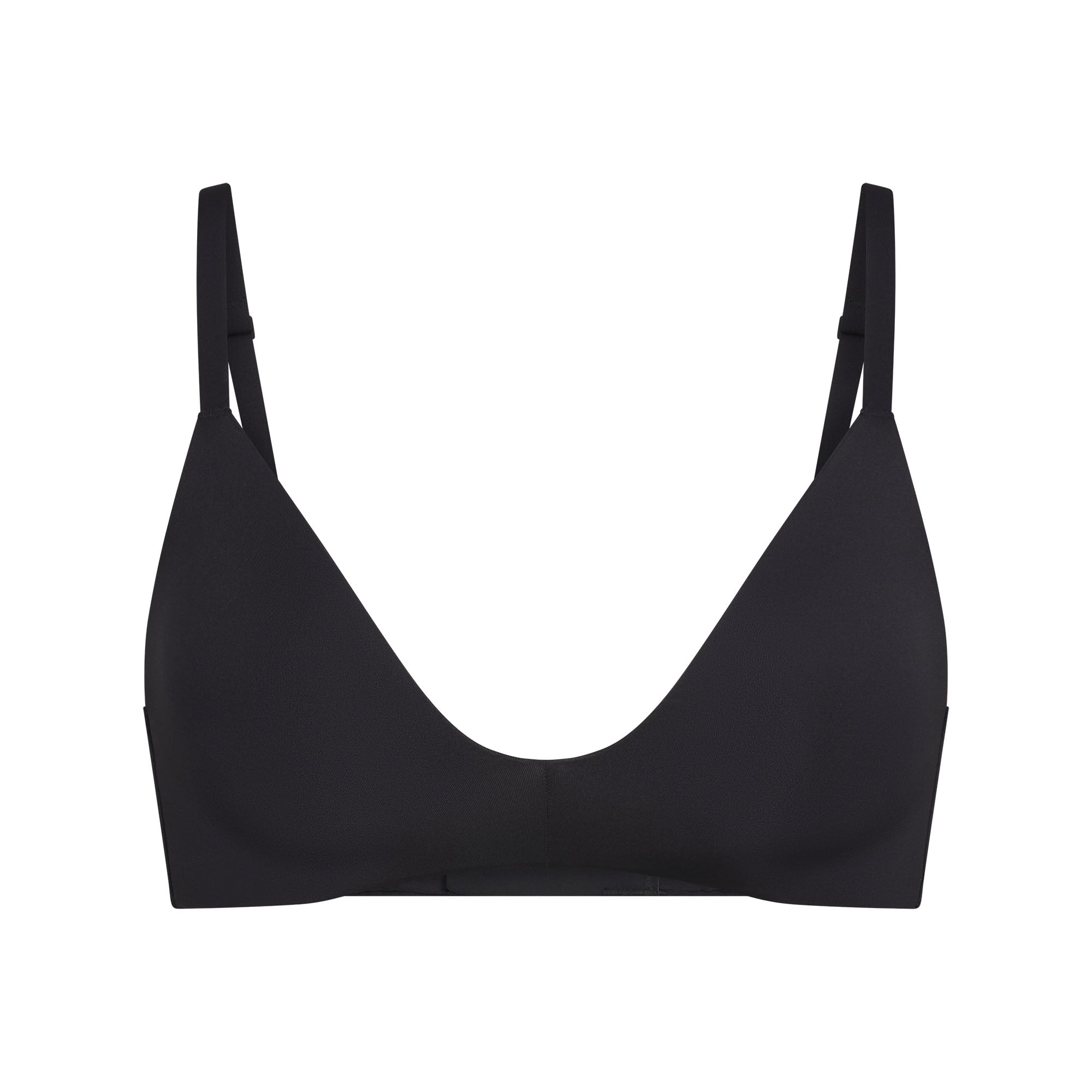 WIRELESS FORM T-SHIRT DEMI BRA | ONYX (DEMI BRAS) LAYS FLAT ON A WHITE BACKGROUND | FLT