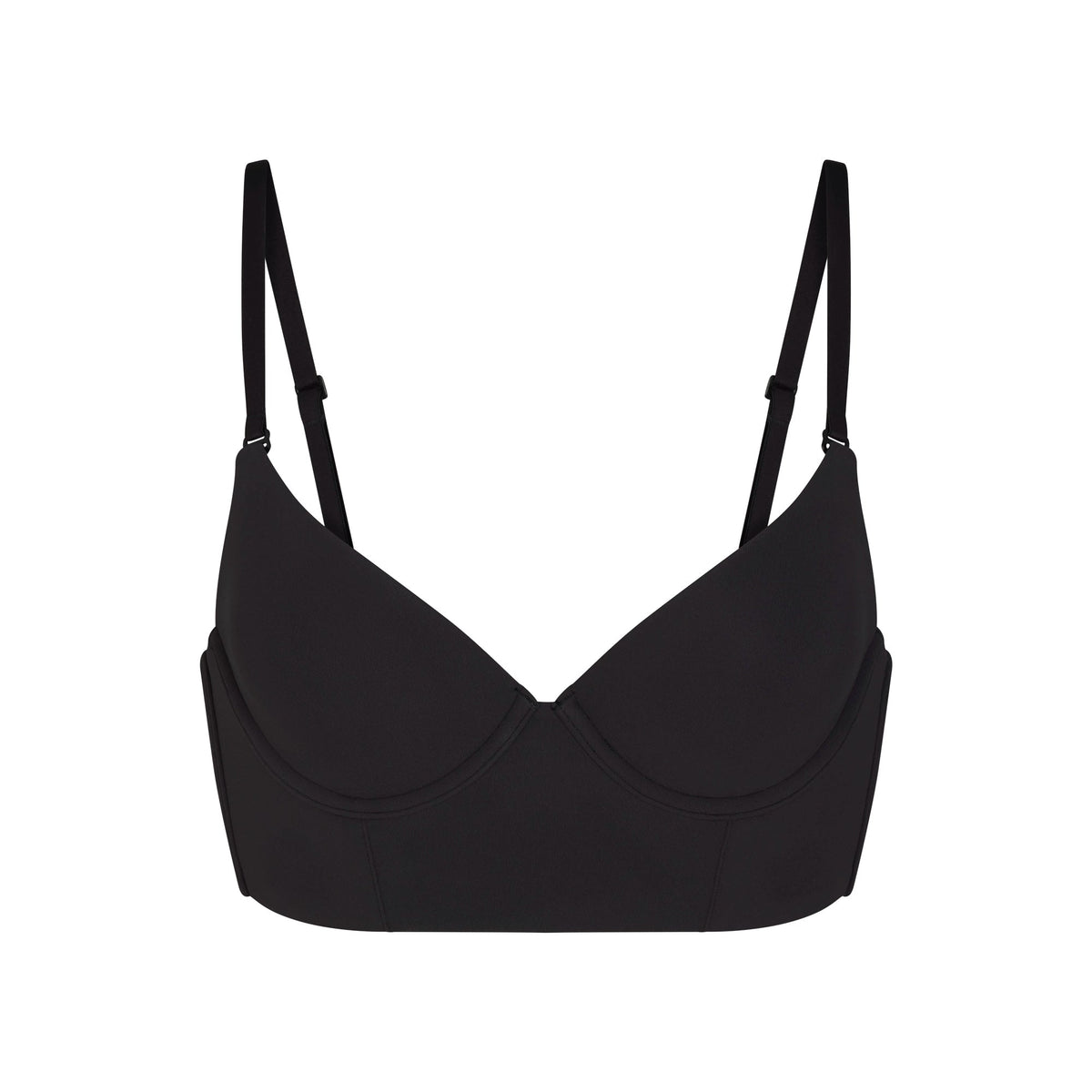 FITS EVERYBODY LOW BACK LONGLINE BRA | ONYX FLAT ON A WHITE BACKGROUND | FLT
