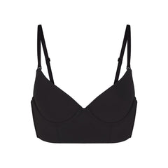 FITS EVERYBODY LOW BACK LONGLINE BRA | ONYX FLAT ON A WHITE BACKGROUND | FLT