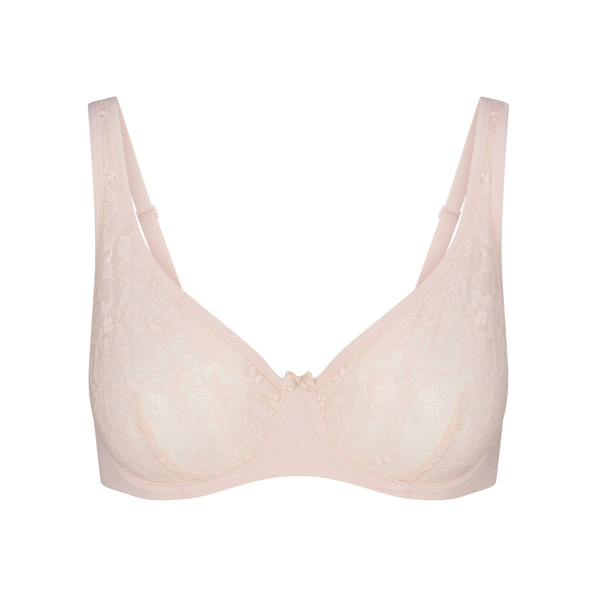 SKIMS LACE UNLINED MINIMIZER BRA | PRIMROSE FLAT ON A WHITE BACKGROUND | FLT