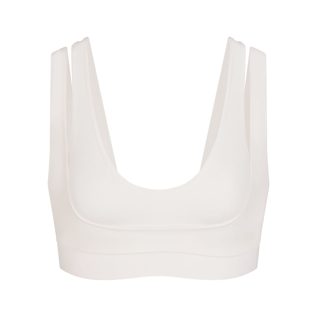 NikeSKIMS MATTE DOUBLE STRAP SCOOP BRA | IVORY LAYS FLAT ON A WHITE BACKGROUND | FLT