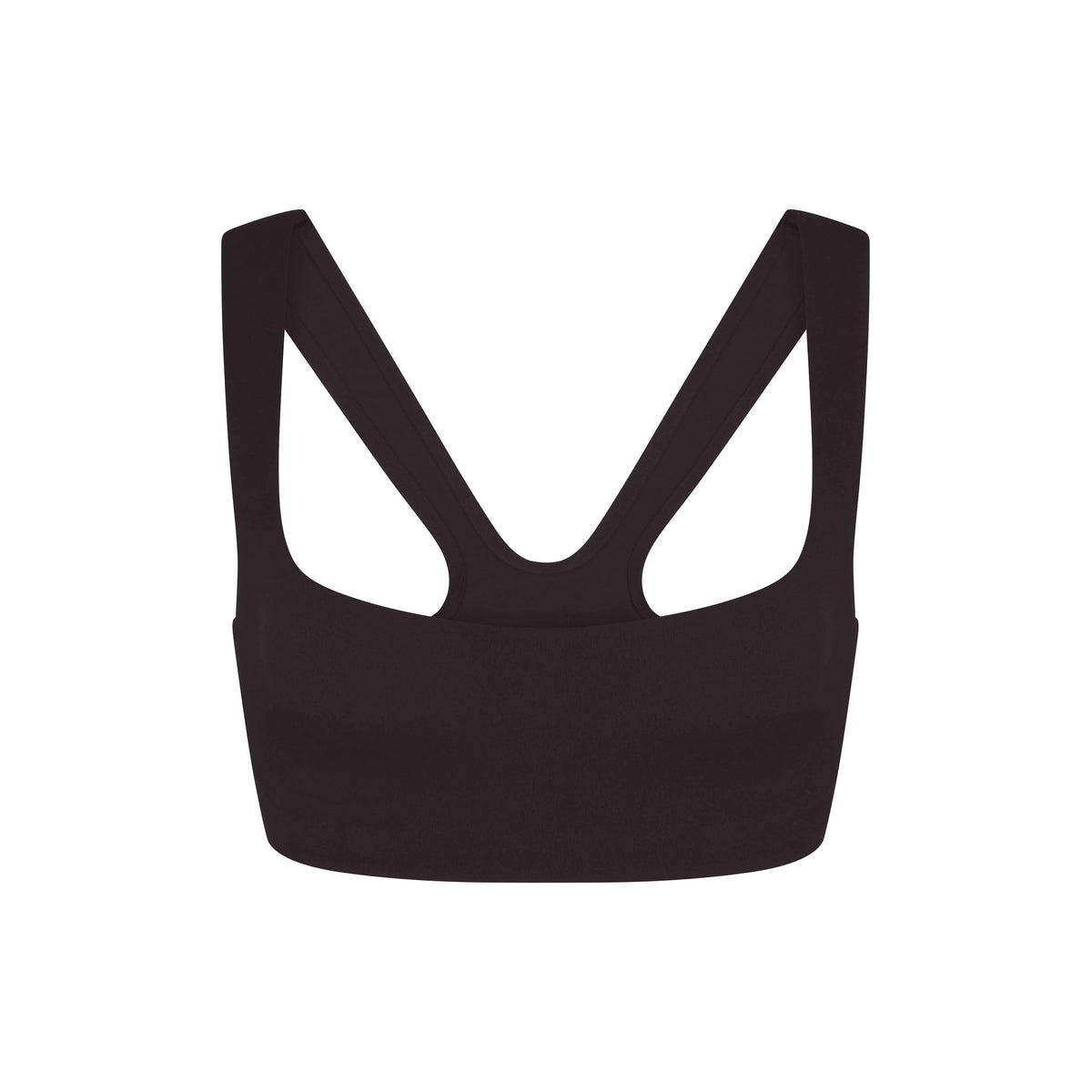 NikeSKIMS STUDIO STRETCH RACER BACK BRA | DARK ROAST LAYS FLAT ON A WHITE BACKGROUND | FLT
