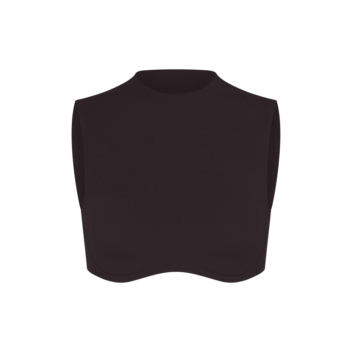 NikeSKIMS STUDIO STRETCH MOCK NECK BRA TOP | DARK ROAST LAYS FLAT ON A WHITE BACKGROUND | FLT