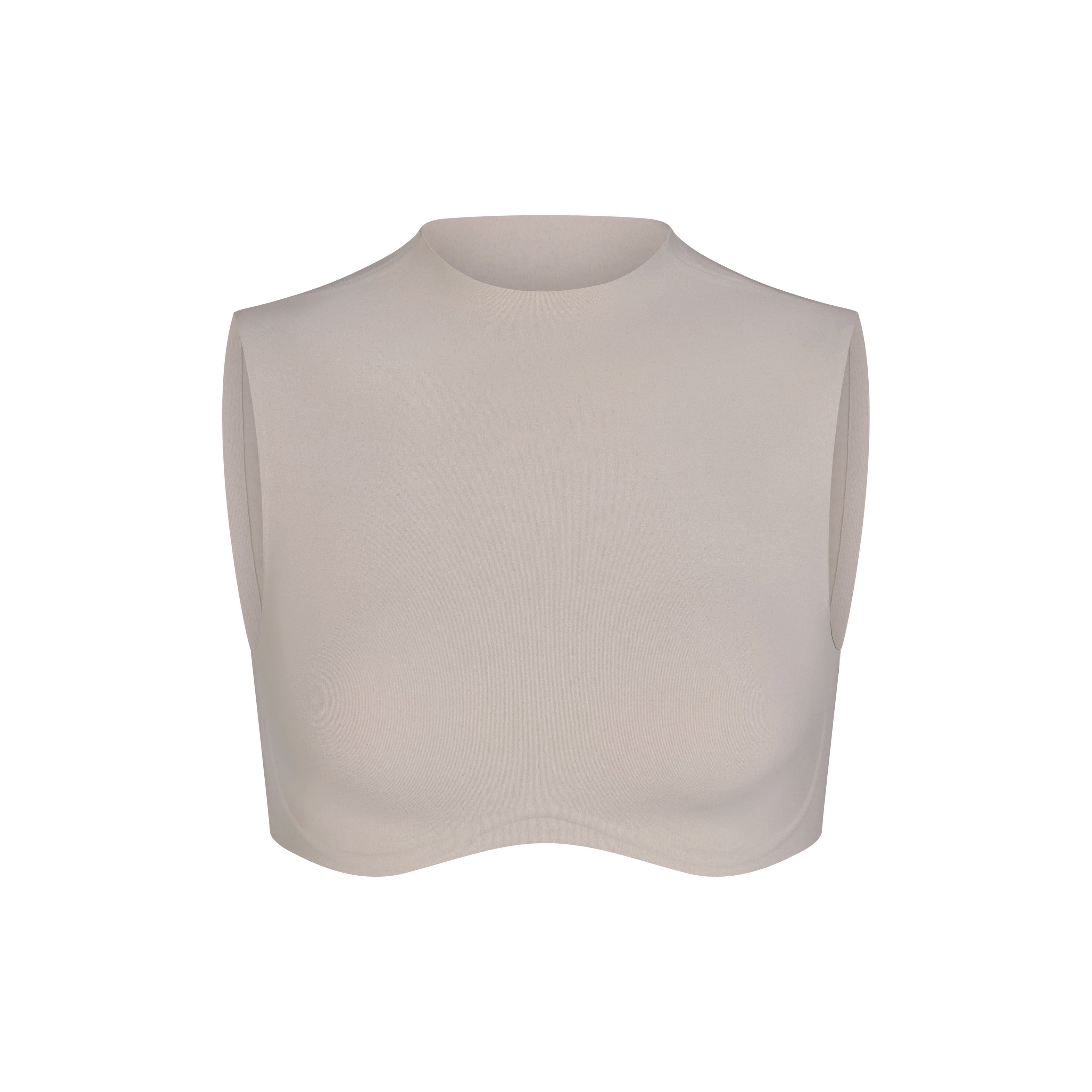 NikeSKIMS STUDIO STRETCH MOCK NECK BRA TOP | LINEN LAYS FLAT ON A WHITE BACKGROUND | FLT