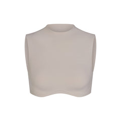 NikeSKIMS STUDIO STRETCH MOCK NECK BRA TOP | LINEN LAYS FLAT ON A WHITE BACKGROUND | FLT