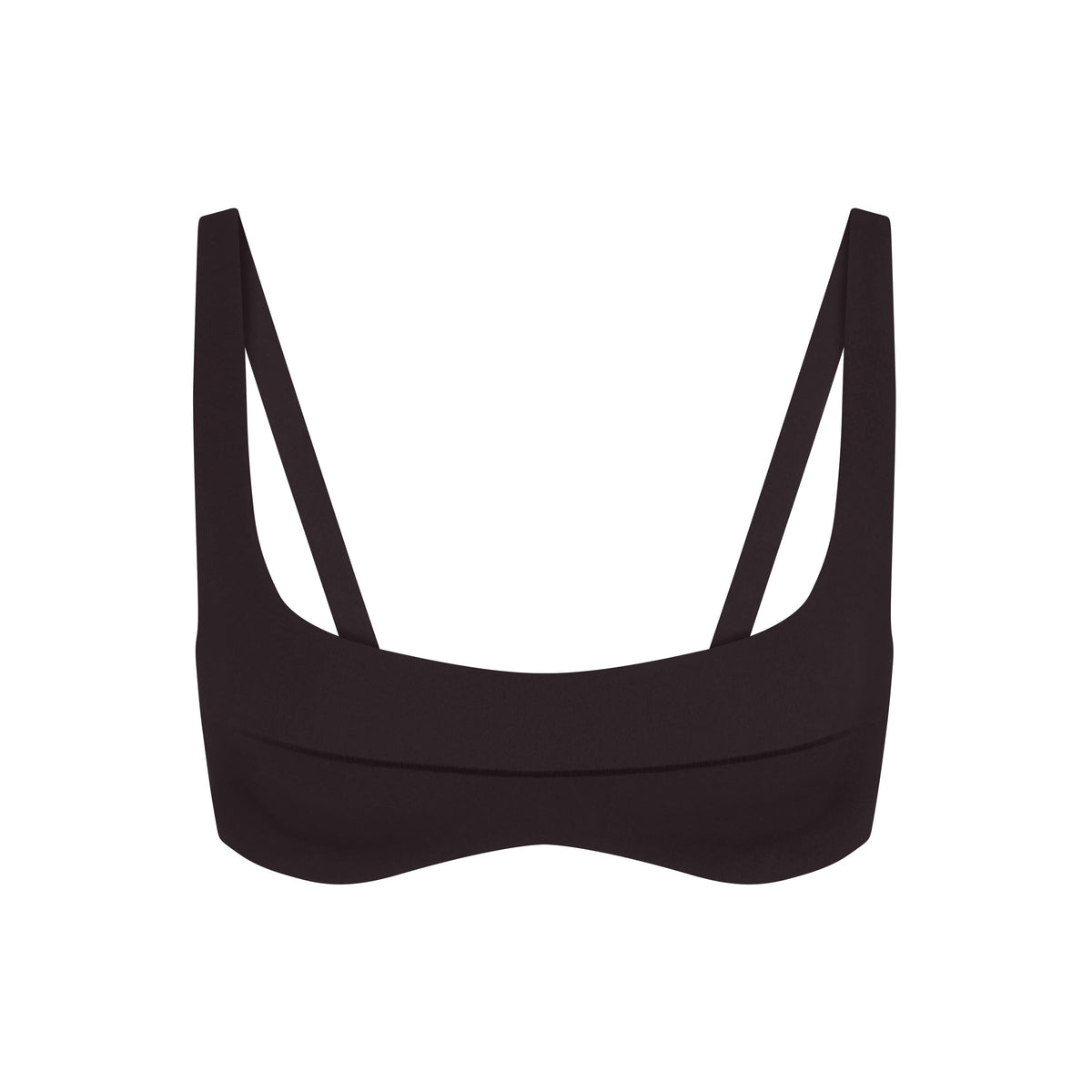 NikeSKIMS STUDIO STRETCH SEAM FRONT MICRO BRA | DARK ROAST LAYS FLAT ON A WHITE BACKGROUND | FLT