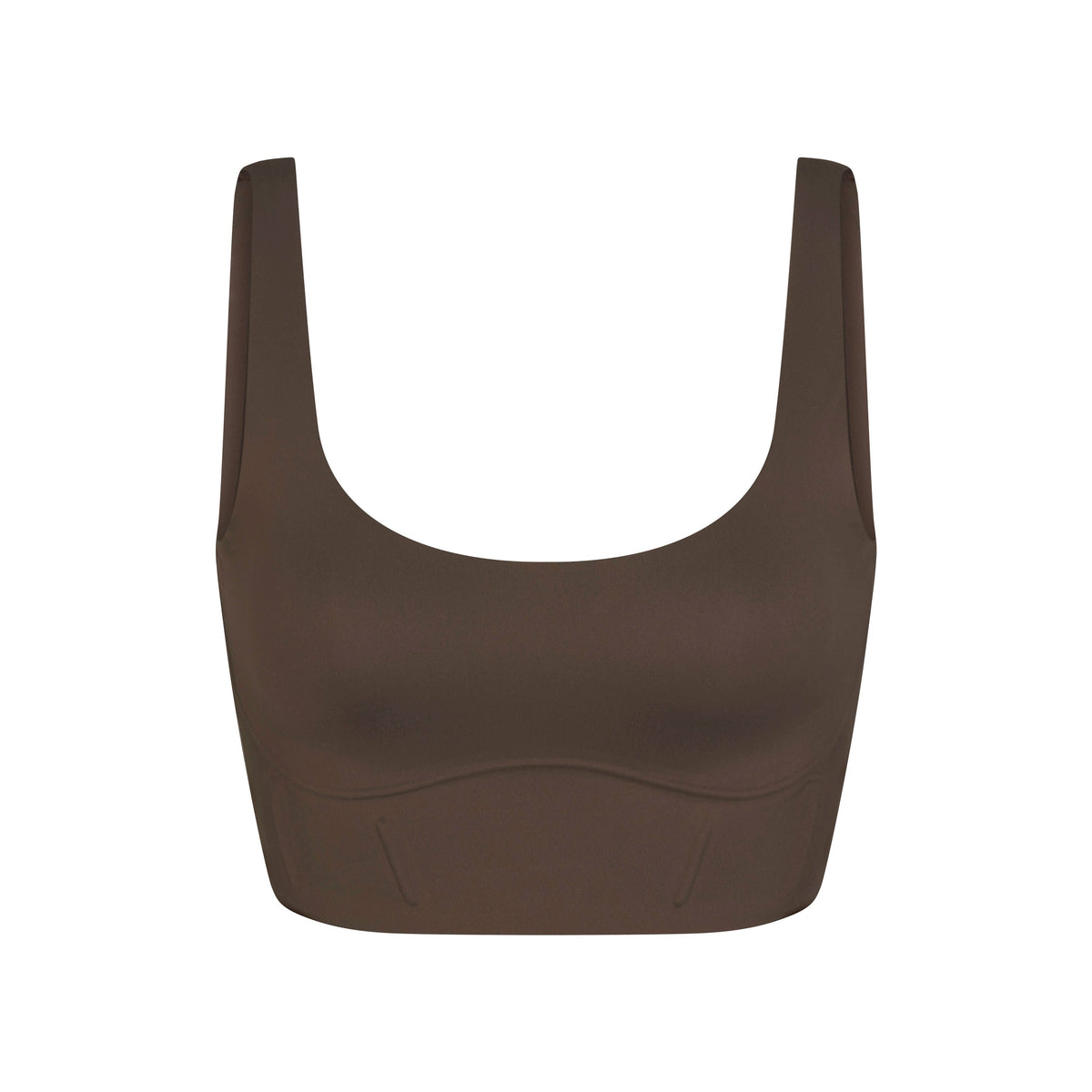 NikeSKIMS MATTE CORSET LONGLINE BRA | DARK SEPIA LAYS FLAT ON A WHITE BACKGROUND | FLT