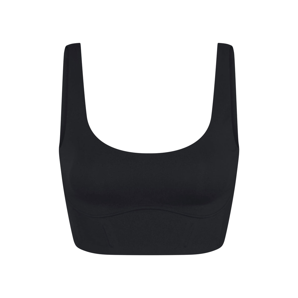 NikeSKIMS MATTE CORSET LONGLINE BRA | OBSIDIAN LAYS FLAT ON A WHITE BACKGROUND | FLT