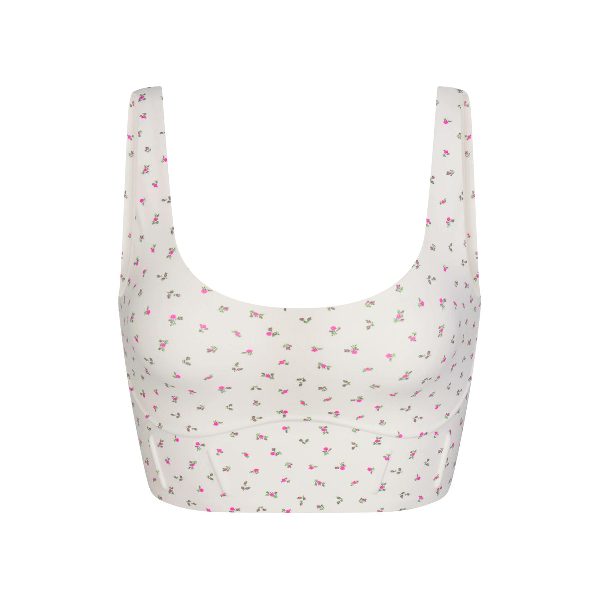 NikeSKIMS MATTE CORSET LONGLINE BRA | DITSY FLORAL PRINT LAYS FLAT ON A WHITE BACKGROUND | FLT