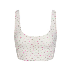 NikeSKIMS MATTE CORSET LONGLINE BRA | DITSY FLORAL PRINT LAYS FLAT ON A WHITE BACKGROUND | FLT