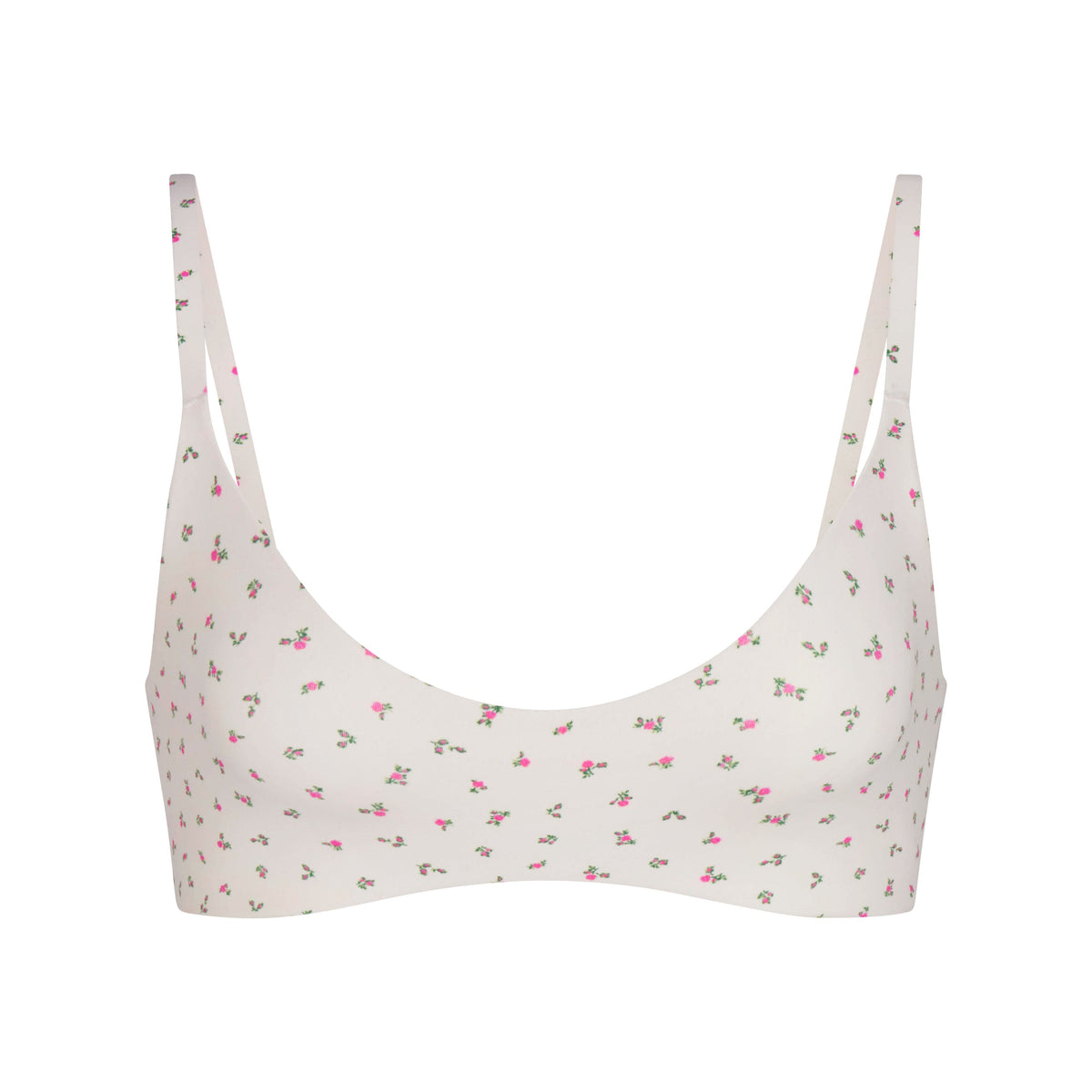 NikeSKIMS MATTE MICRO SCOOP BRA | DITSY FLORAL PRINT LAYS FLAT ON A WHITE BACKGROUND | FLT