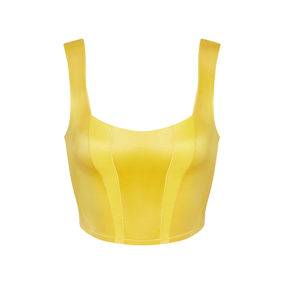 NikeSKIMS SATIN SHINE PANELED SCOOP TANK | CITRINE & LAYS FLAT ON A WHITE BACKGROUND | FLT