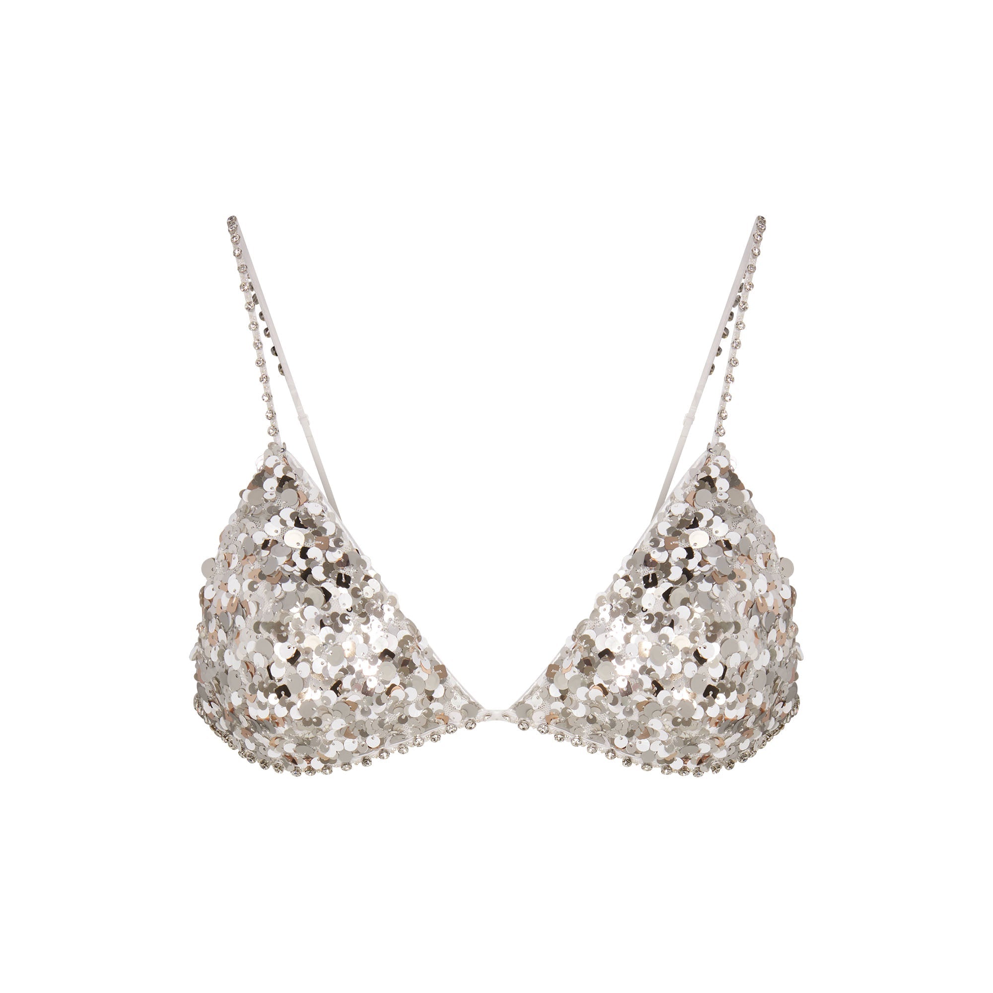 NOVELTY INTIMATES SEQUIN BRALETTE AND HIPSTER SET | SNOW FLAT ON A WHITE BACKGROUND | FLT