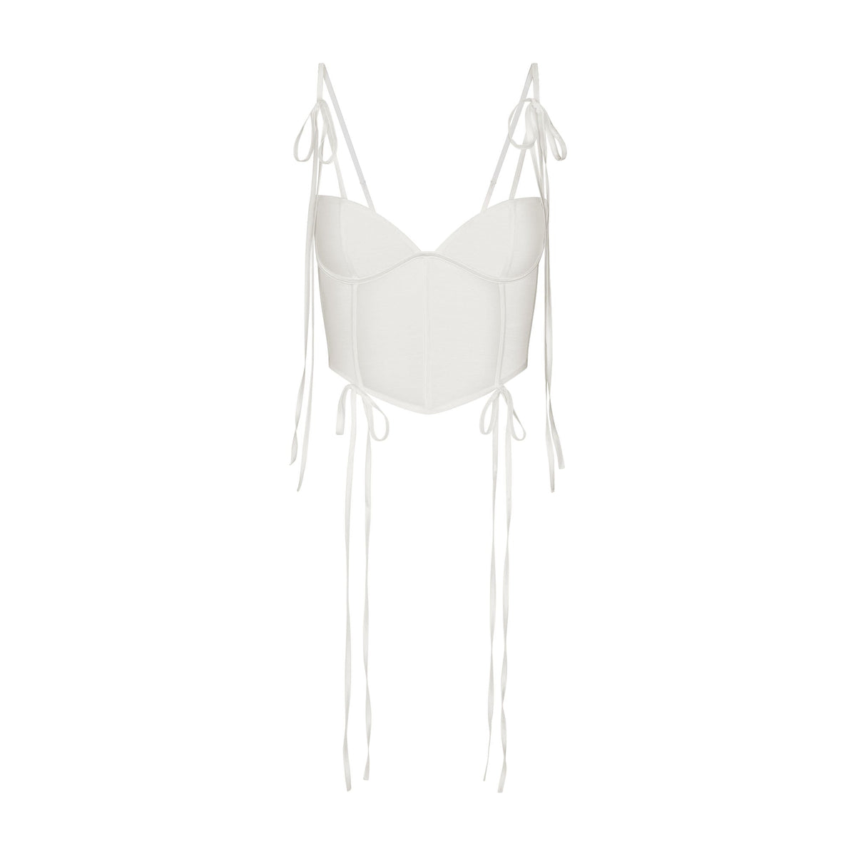 ULTRA FINE MESH BOW CORSET | IVORY LAYS FLAT ON A WHITE BACKGROUND | FLT 