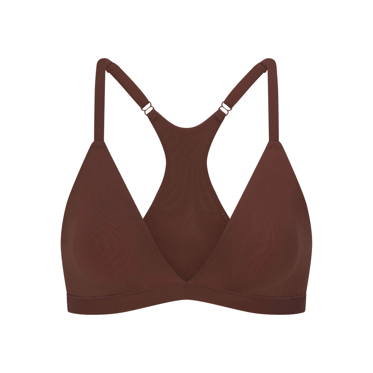 FITS EVERYBODY RACERBACK TRIANGLE BRALETTE | COCOA FLAT ON A WHITE BACKGROUND | FLT