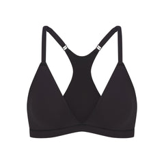 FITS EVERYBODY RACERBACK TRIANGLE BRALETTE | ONYX FLAT ON A WHITE BACKGROUND | FLT